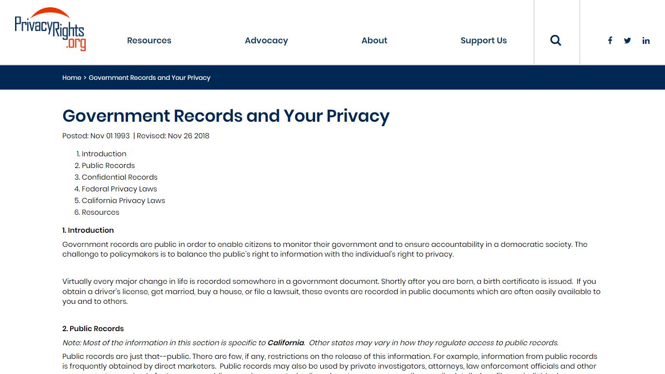 Government Records and Your Privacy